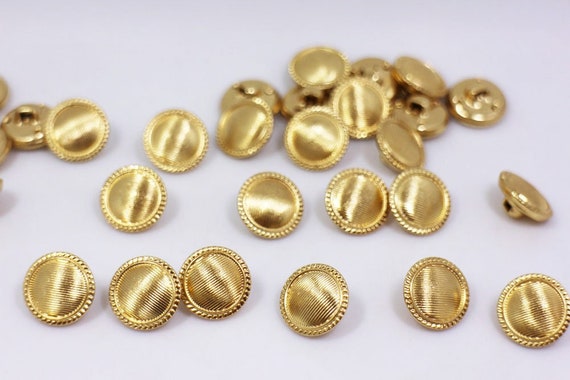 Golden Color Metal Shank Buttons, Gold Color, Striped Pattern