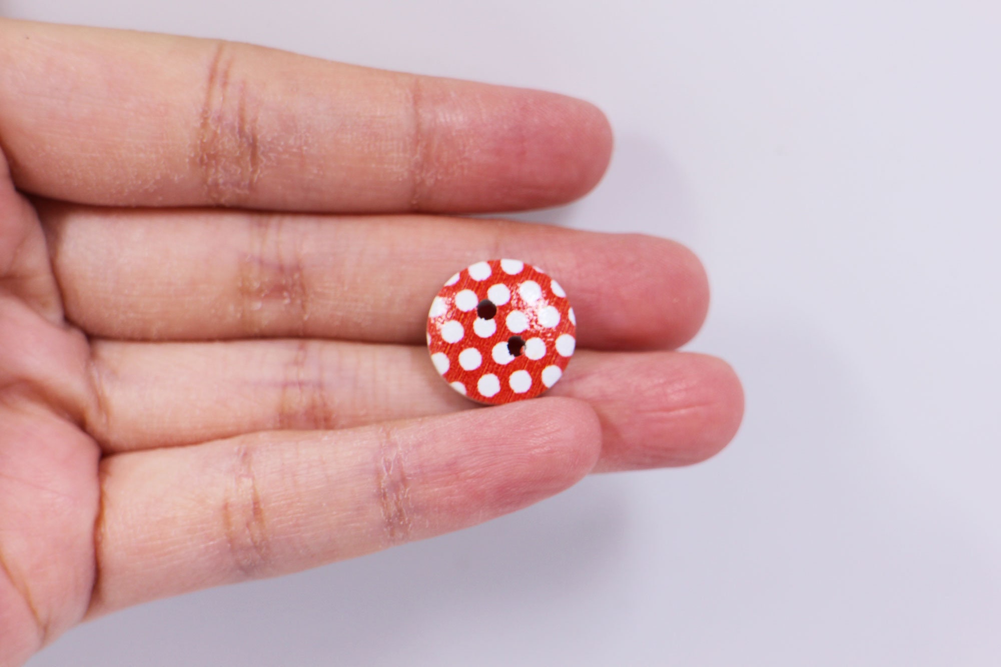 Polka Dot Buttons, Colorful Retro Style, Natural Wooden Material, Mixed ...