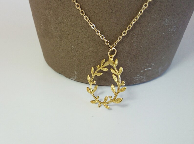 Olive Branch Brass Necklace Olive Leaf Charm Brass Etsy