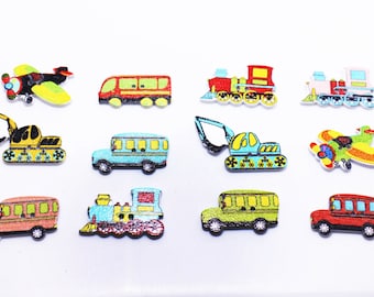 Transportation Wooden Button, Bus, Truck, Helicopter, Train, Children Button, Baby Button, Decorative Wood,Two Holes Sew On Buttons, 30mm