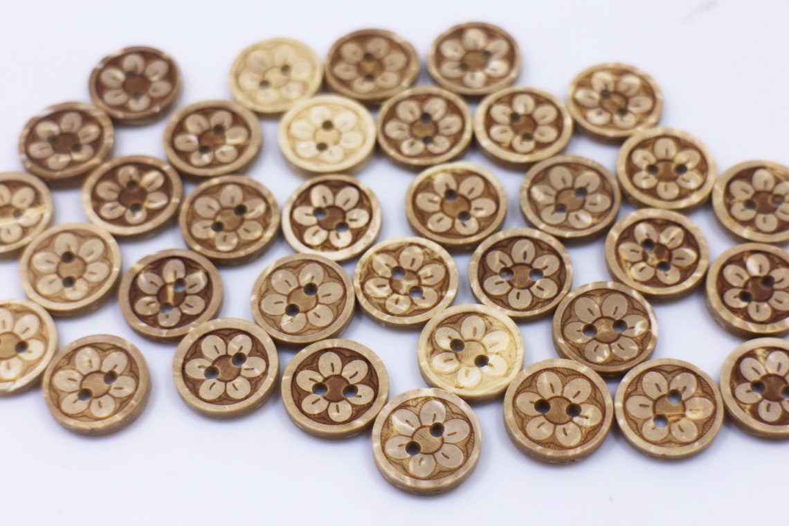 Flower Coconut Shell Buttons Floral Button Small Coconut | Etsy