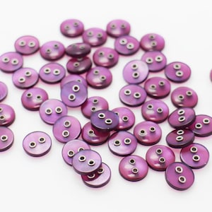 Purple Buttons, Silver Holes, Semi-Transparent, Clear Purple Color, Smooth Edge, Extra Small, 9mm, 0.35inch, Round Shape, Unique Stylish