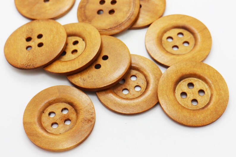 5 Extra Large Brown Wooden Button Coat Button Decorative Etsy