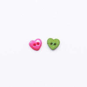 Tiny Heart Button, Mixed Color Colorful, Heart-shape, Mini Extra Small Size, For Sewing Doll Cloth Dress, DIY Craft, Two Holes, 6mm,0.24inch image 3