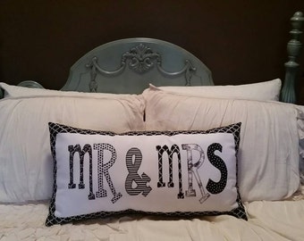 Made to order - Custom Mr & Mrs Applique pillow