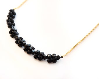 Onyx and silver chain necklace