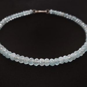 Genuine Aquamarine Necklace, blue aquamarine jewelry, March birthstone and 19th anniversary  gift for her, bridesmaid gift, graduation gift