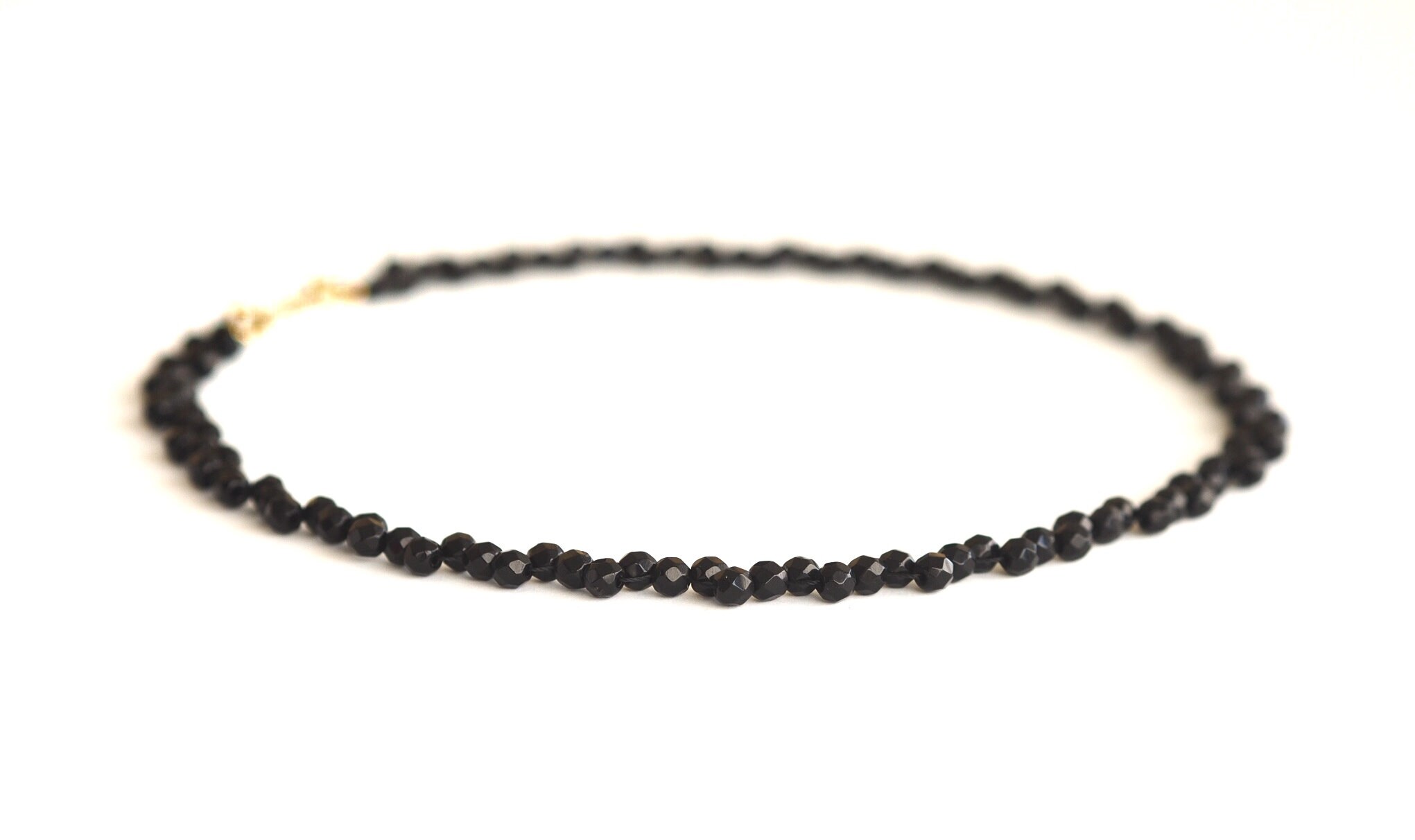 Dainty Real Black Onyx Necklace, Minimalist Black Jewel, Gift for Her
