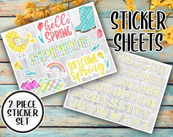 Spring Sticker Sheet with Coordinating Letters | Great for Diy Tiered Trays, Scrapbooking, Paper Crafting, Planners & More.