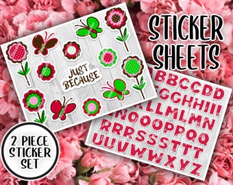 Butterflies in Bloom Sticker Sheet with Coordinating Letters | Great for Diy Tiered Trays, Scrapbooking, Paper Crafting, Planners & More.