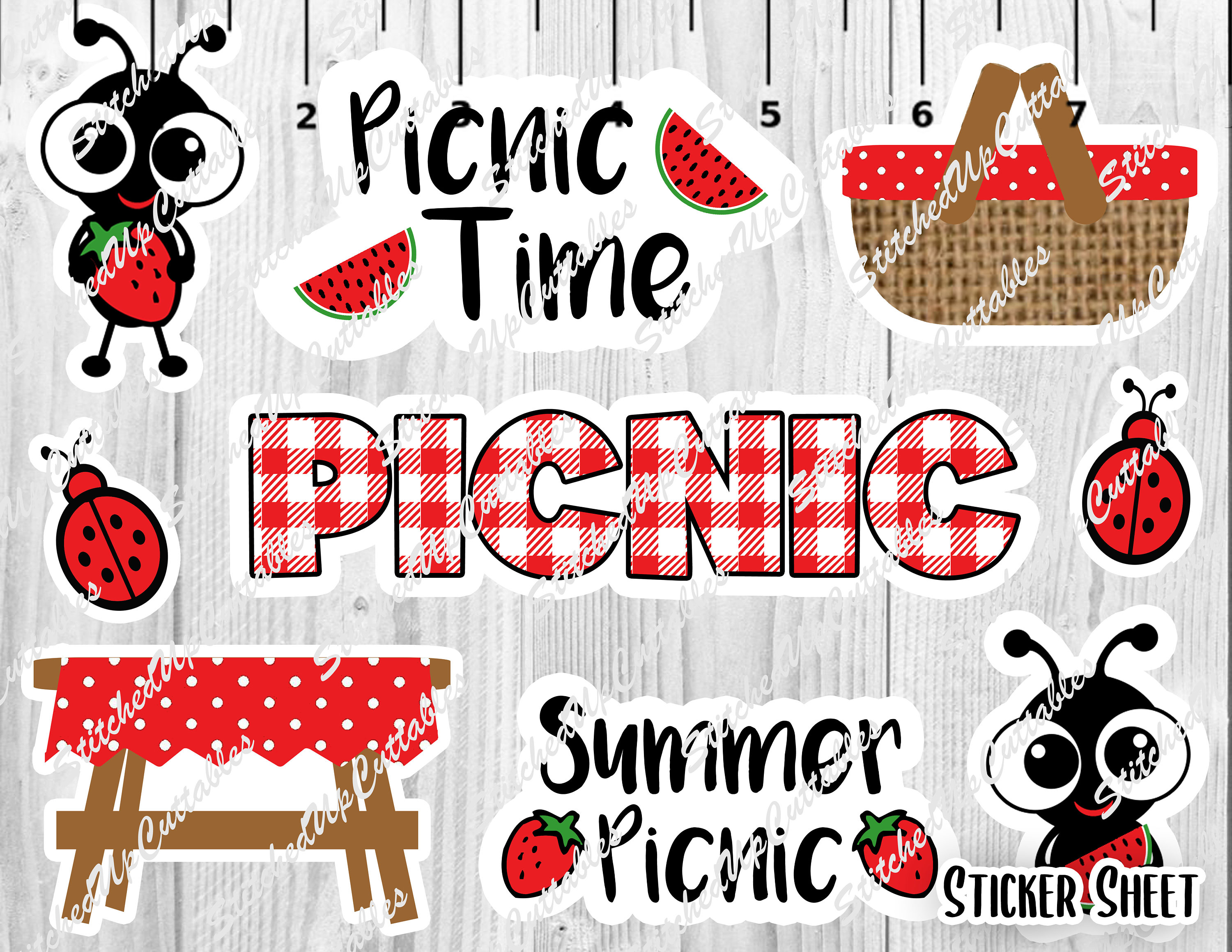Picnic Sticker Sheet or Die Cut Cardstock Embellishment Pack | Etsy