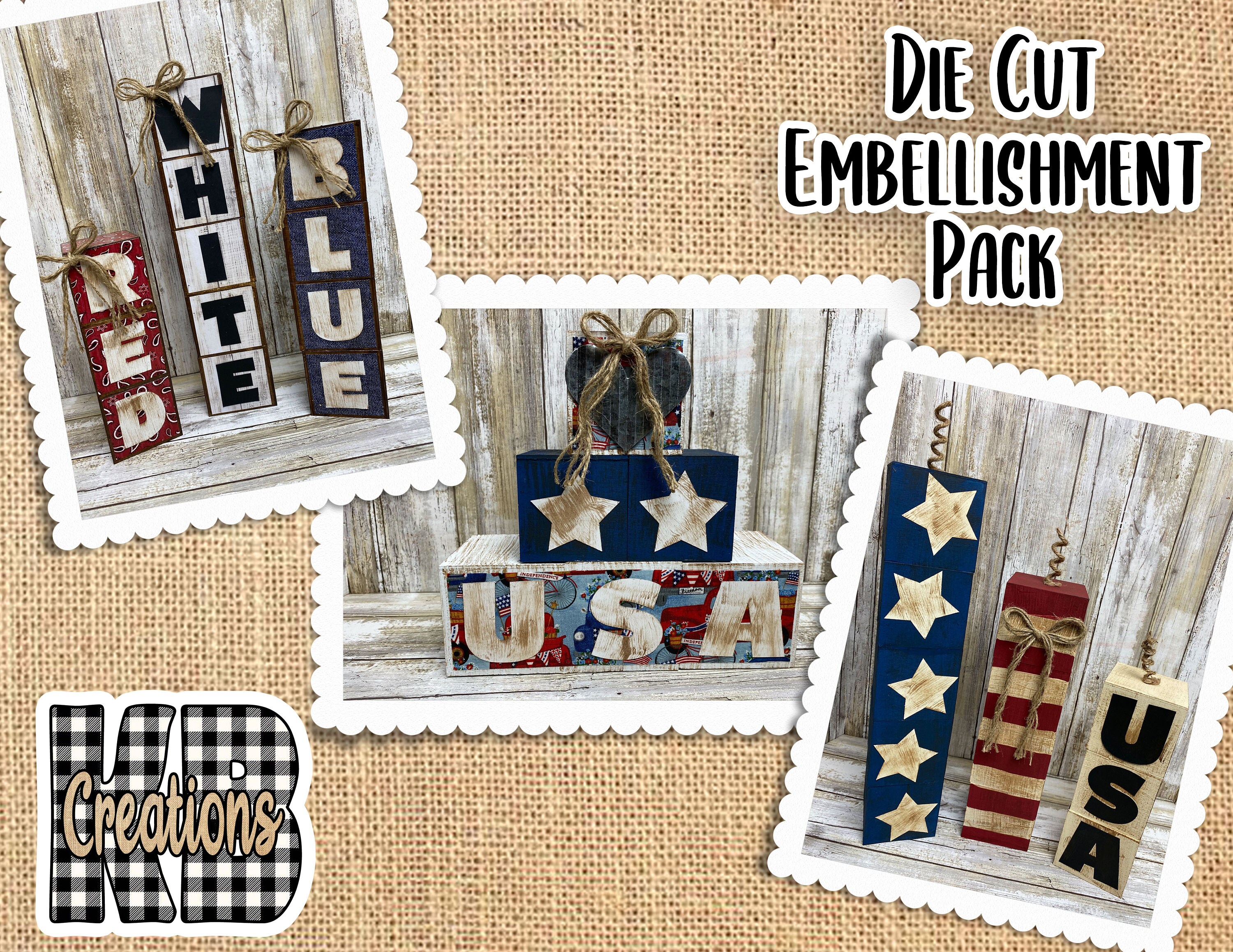 USA | Red White Blue | Cardstock Sign Pack| KB Creations