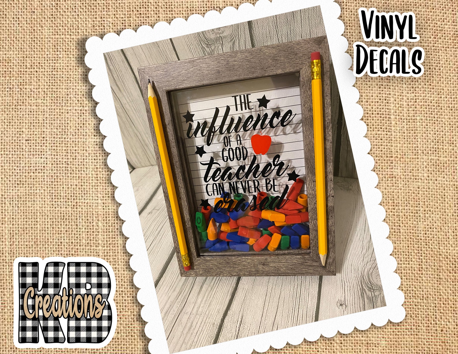 KB Creations Teacher Eraser Shadow Box Vinyl Decal Etsy