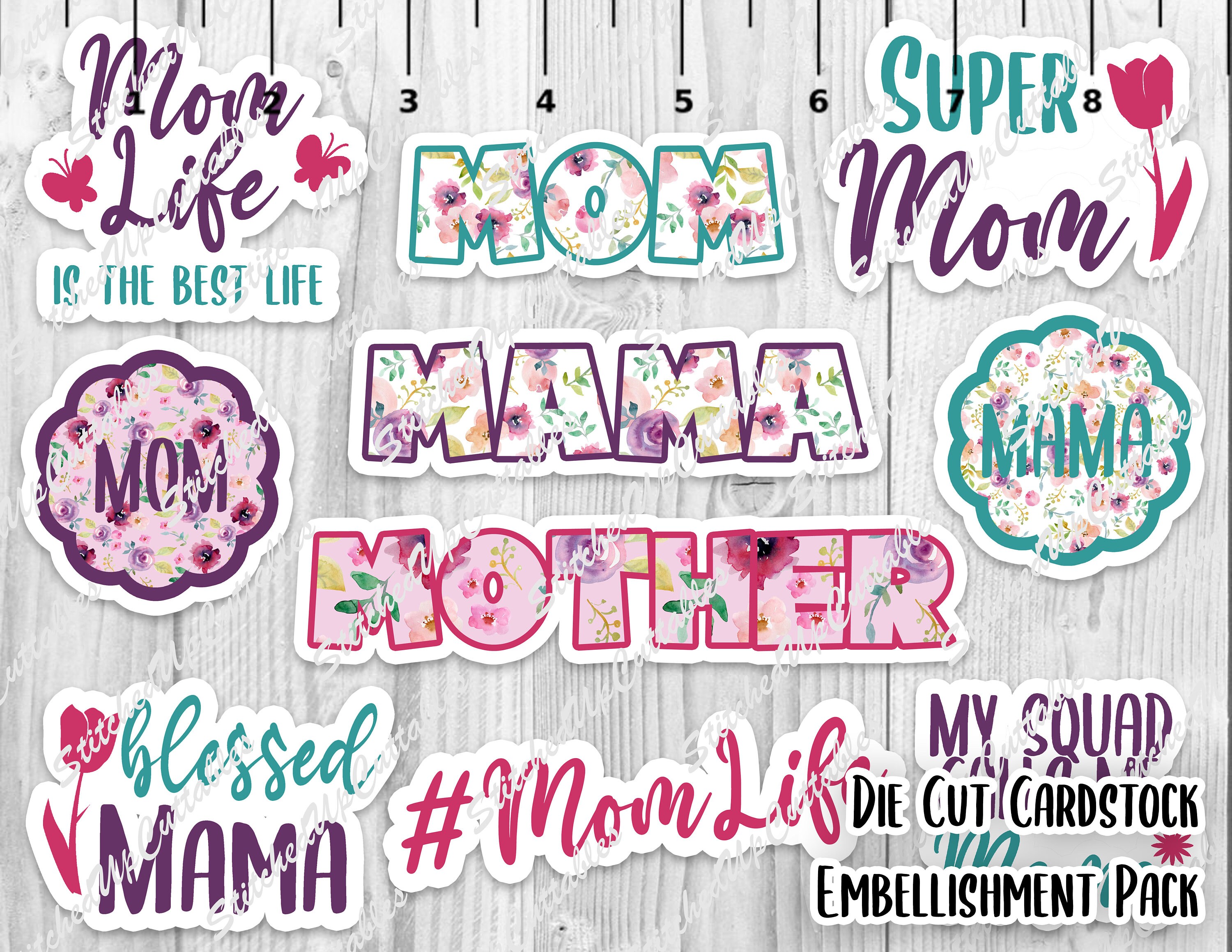 Mom Sticker Sheet or Die Cut Cardstock Embellishment Pack and Etsy