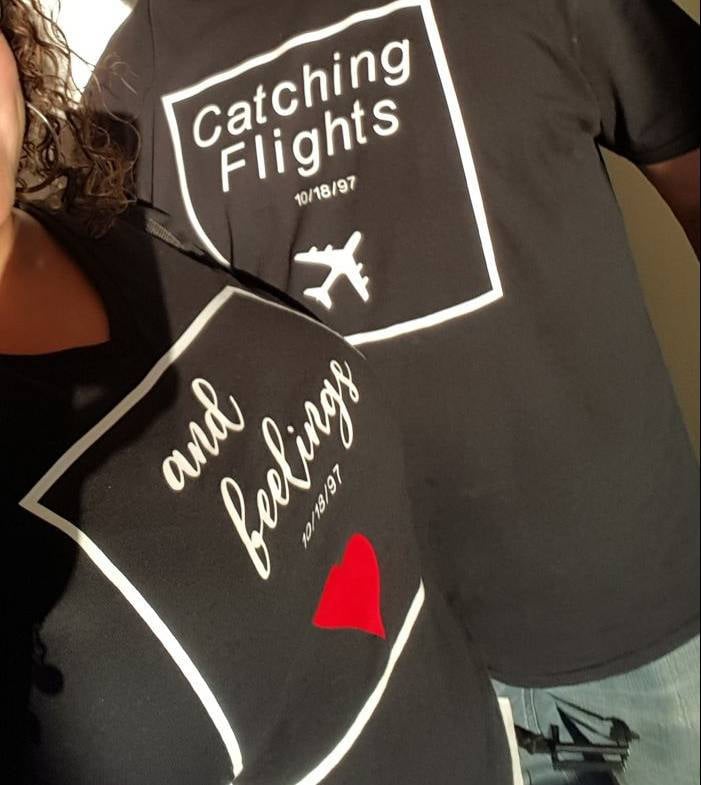 catching flights and feelings shirt