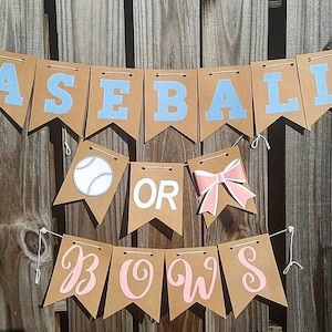 Baseball or Bows Gender Reveal Banner