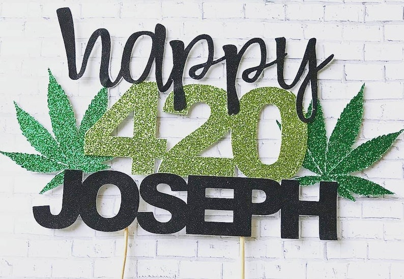 420 Cake Topper Happy420&Name