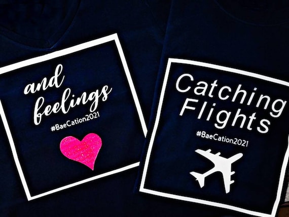 Catching Flights & Feelings Couples Travel Shirts Couples Matching Vacation  Tee Honeymoon Anniversary 