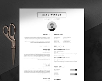 Minimalist Resume Template & Cover Letter + Icon Set for Microsoft Word | 4 Page Pack | Professional CV | Instant Download | The "Clean-Cut"
