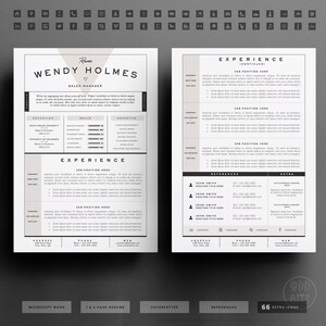 Resume Template / CV Template Cover Letter for Word 3 page pack Instant Digital Download The Expresso image 2