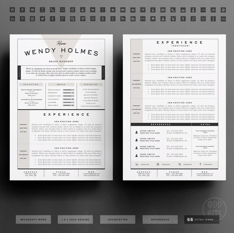 CV-sjabloon / CV-sjabloon sollicitatiebrief voor Word pakket van 3 pagina's Directe digitale download De Express afbeelding 2