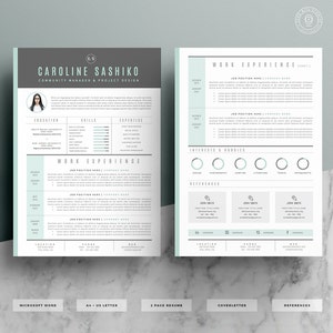 Resume Template / CV Template Cover Letter for Word 4 page pack 66 icons Instant Digital Download The iNova image 2