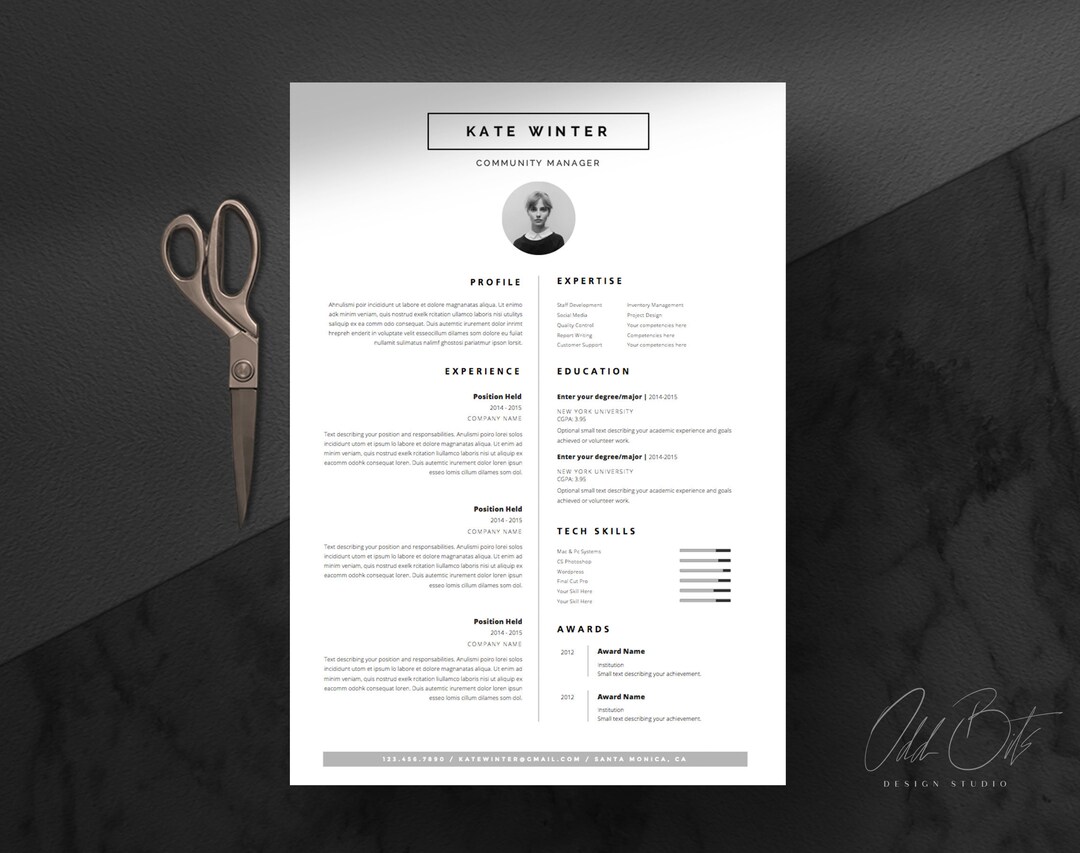 Minimalist Resume Template & Cover Letter + Icon Set for Microsoft Word ...