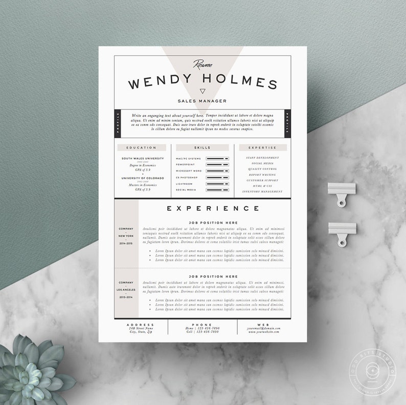 Resume Template / CV Template Cover Letter for Word 3 page pack Instant Digital Download The Expresso image 1