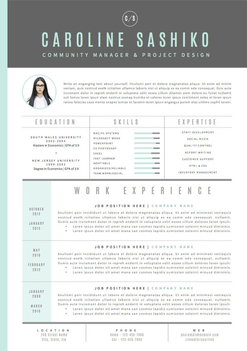 Resume Template / CV Template Cover Letter for Word 4 page pack 66 icons Instant Digital Download The iNova image 4