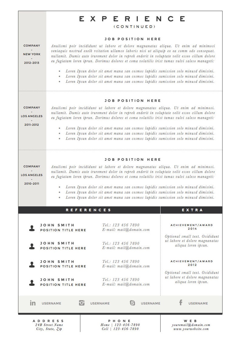 Resume Template / CV Template Cover Letter for Word 3 page pack Instant Digital Download The Expresso image 5