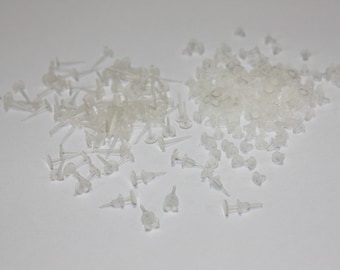 Small clear plastic stud earrings posts pin backs Blank Craft DIY Supplies lots 50 100 200 pairs