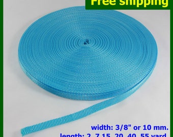 3/8"(10mm) Blue Nylon webbing fabric lots DIY supply 3 7 15 20 40 55 yard