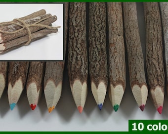 10 colour wooden colour twig pencils tamarind sticks natural handmade 13 cm Gift