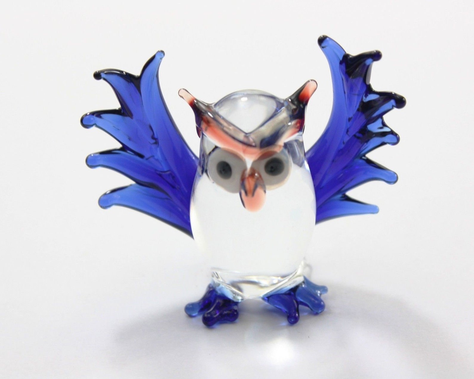 Small Glass Animal Owl Bird Miniatures Figurines Decor Etsy