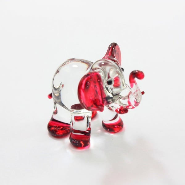 Small Glass Animal Elephant Miniatures Figurines decor handmade