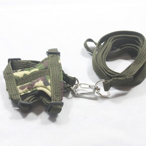 Dark Green Leashes lead set and Adjustable soft harness for guinea piglet rat hamster ferret prairie dog and small pets