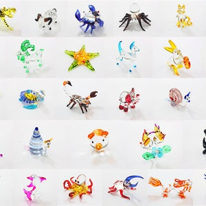 Small Glass Animal Miniatures Figurines Sculpture Home Decorative Collectibles Handmade