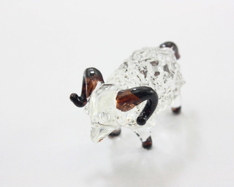 Small Glass Animal Sheep Miniatures Lamb Figurines decor handmade Glass