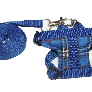 PROMO DISCOUNT !!! Dark Blue Leashes lead set and Adjustable soft harness for guinea piglet rat hamster ferret prairie dog and small pets