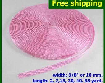 3/8"(10mm) Pink Nylon webbing fabric lots DIY supply 3 7 15 20 40 55 yard