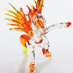 Small Glass Animal Unicorn Horse Miniatures Figurines decor handmade