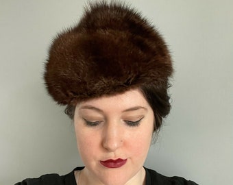 Beautiful Vintage Genuine Fur 1950's Ladies Hat--Made in Germany