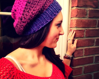 Purple and Pink Ombre Slouchy Hat - Ready to Ship