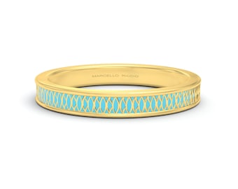 Anillo de esmalte con mosaico pintado a mano, plata bañada en oro de 18 quilates, grabado gratuito.