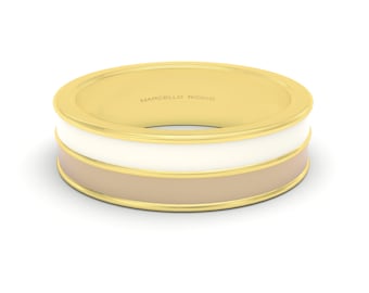 Anillo grueso de esmalte hecho a mano, plata de ley chapada en oro de 18 quilates, grabado gratuito.