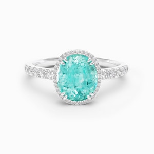 GIA Neon Paraiba Turmalin - Diamanten 18K Weißgold / 950 Platin Ring