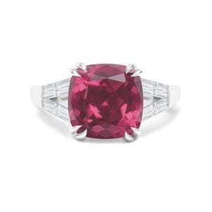 Cushion Pink TOURMALINE Claw Set 18K White Gold Ring