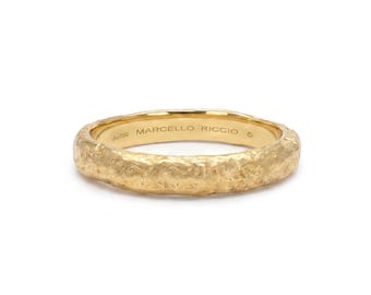 Handmade Matching Wedding Rings 18K Textured Gold