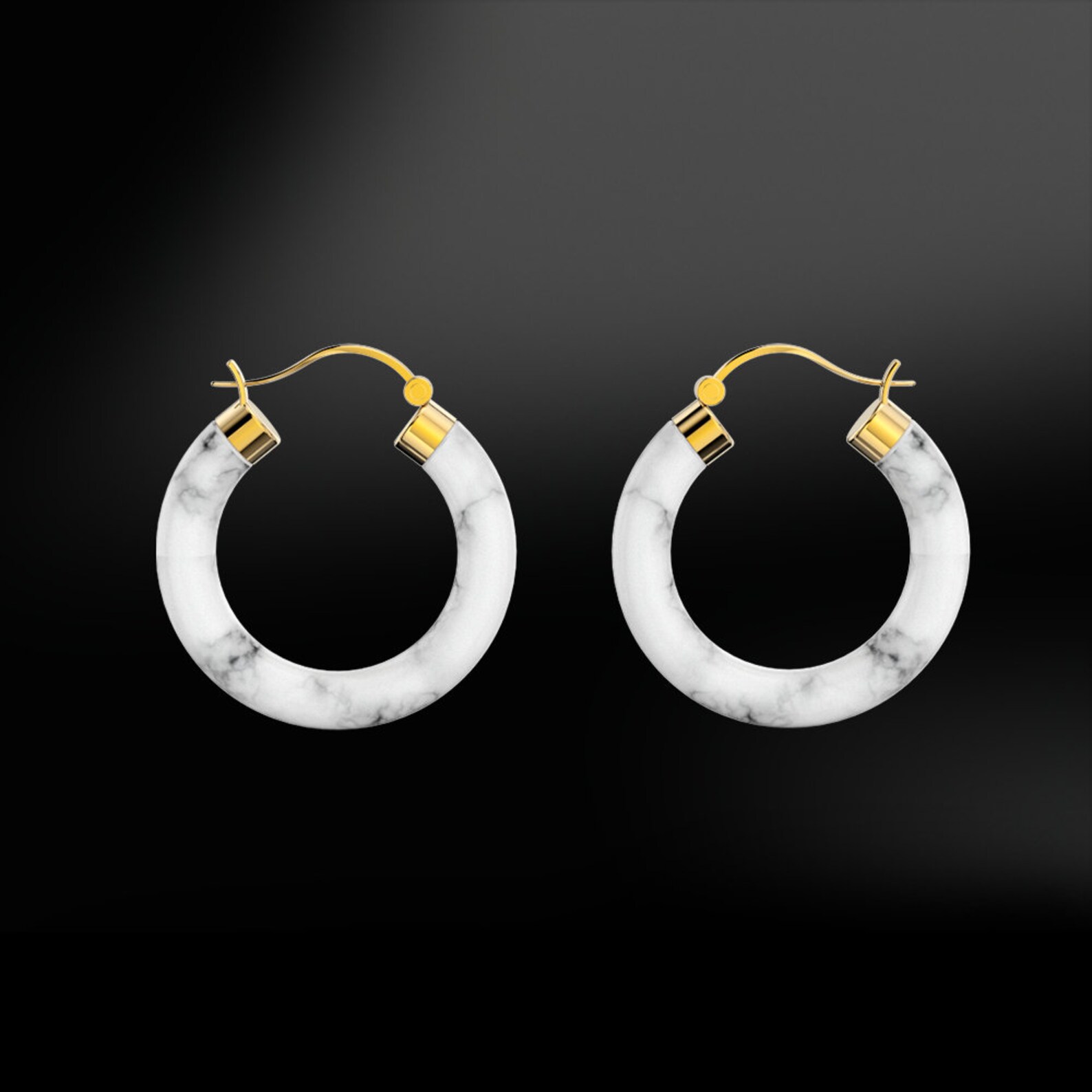 HOWLITE Gold Hoop Earrings Etsy