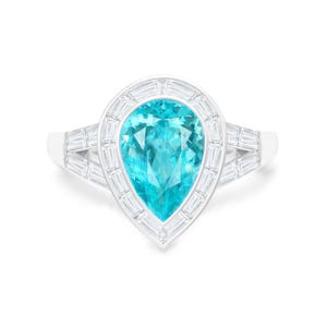 GIA Neon Paraiba Pear Turmalin Brasilien Origin & Diamonds 950 Platin Ring